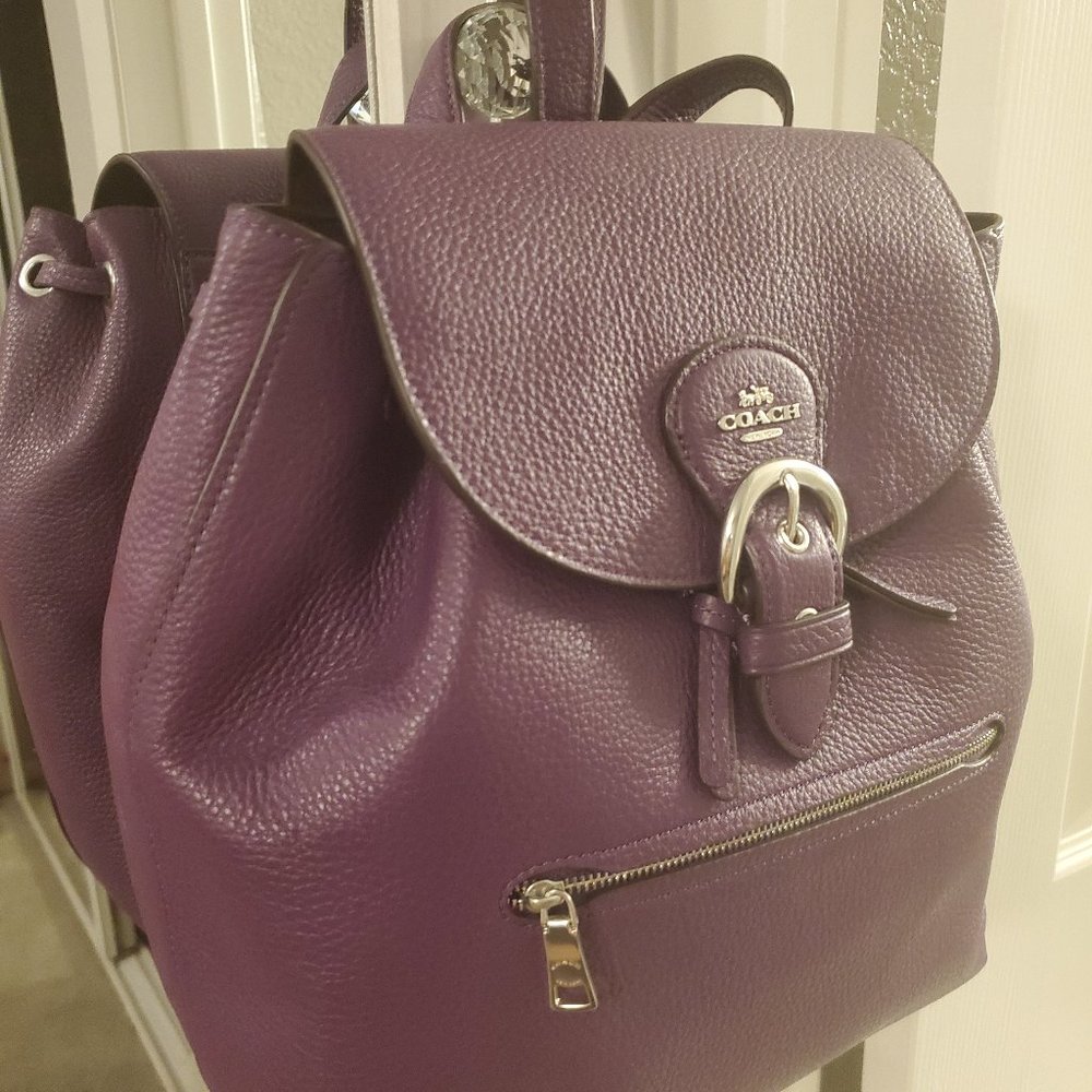 NWT COACH Silver/DARK AMETHYST (purple) Kleo Backpack